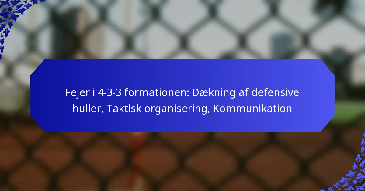 Fejer i 4-3-3 formationen: Dækning af defensive huller, Taktisk organisering, Kommunikation